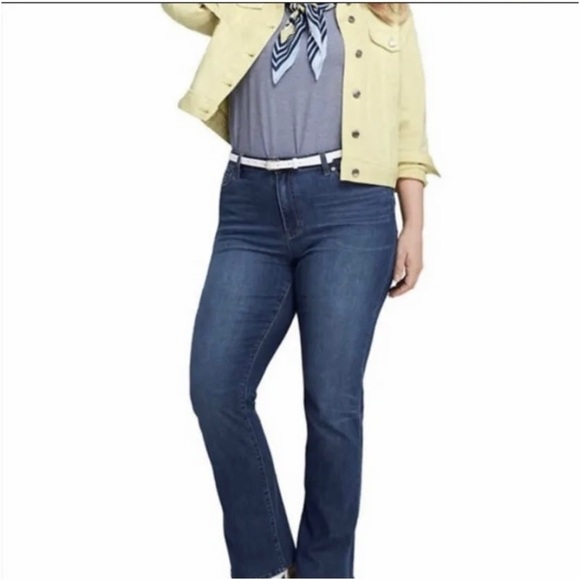 Lands’ End NWT 14 Mid Rise Bootcut Jeans Womens Stretch - Picture 1 of 8